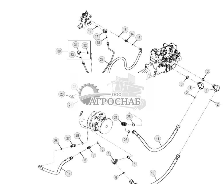 Гидросистема левого гидростатического привода (ЭГ управление) (двухскоростной) - ST250579 195.jpg